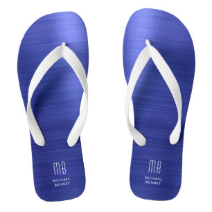 Elegant Blue Monogram Thongs