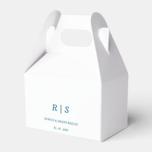 Elegant Blue Monogram Wedding Favour Box
