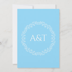 Elegant Blue Monogram Wedding Invitation