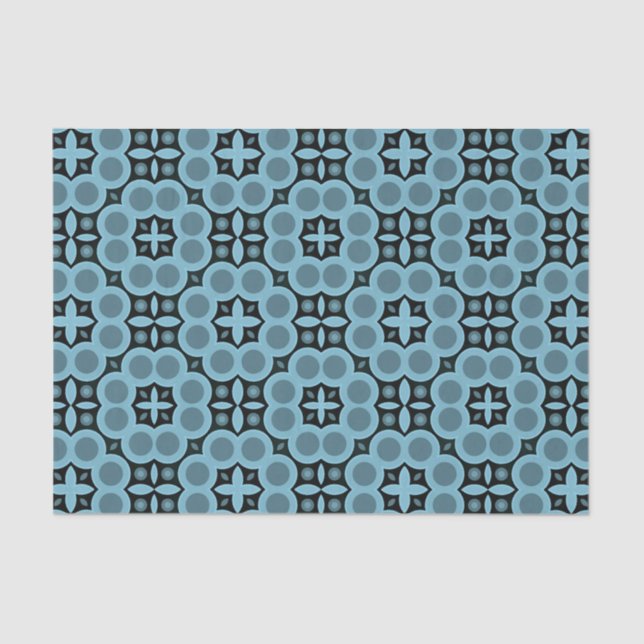 Elegant Blue Mosaic Geometric Pattern Tissue Paper (Front)