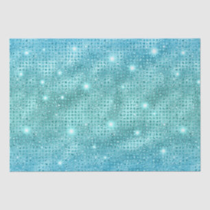 Elegant Blue Mosaic Metallic Glitter Pattern Tissue Paper