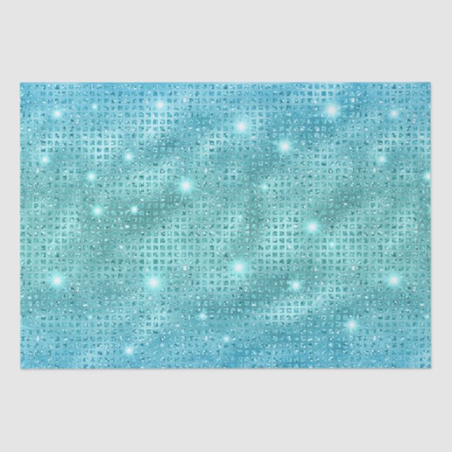 Elegant Blue Mosaic Metallic Glitter Pattern Tissue Paper (Front)