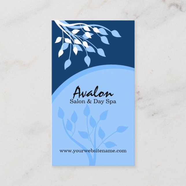 Elegant Blue Nature Business Card (Front)