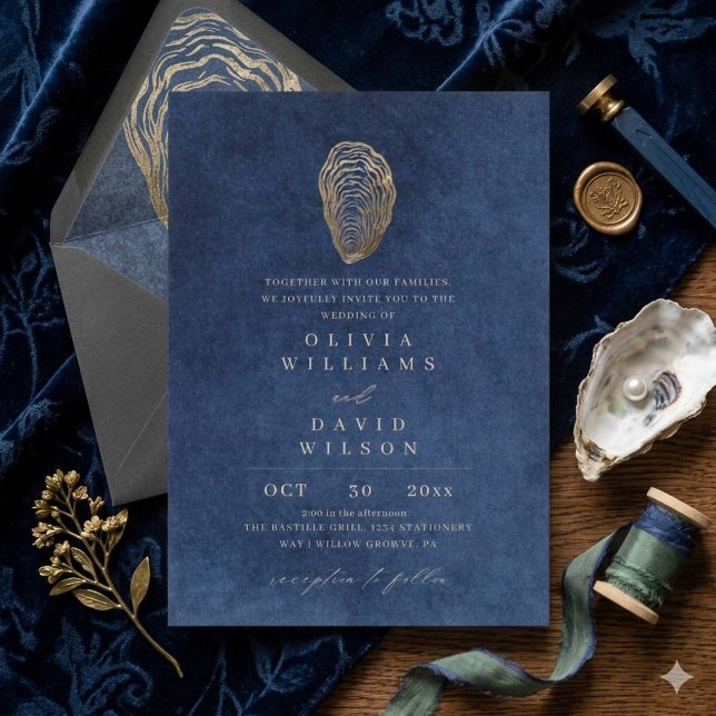 Elegant Blue Nautical Wedding Invitation (Creator Uploaded)