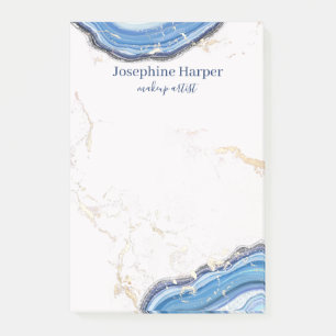 Elegant Blue Navy Geode Gold Glitter Marble Agate Post-it Notes