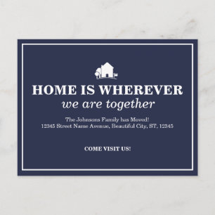 Elegant Blue New Home Moving Announcement Postcard