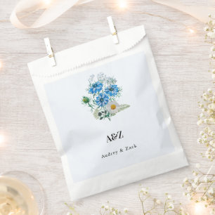 Elegant Blue Nigella Flower WEDDING Favour Bag