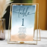 Elegant Blue Ocean Beach Shore Sand Wedding Table Number<br><div class="desc">This is a Elegant Blue Ocean Beach Shore Sand Wedding Table Number w/ Names!</div>
