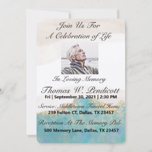 Elegant Blue Ocean Marble Celebration of Life Invitation