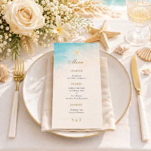 Elegant Blue Ocean Starfish Wedding Menu