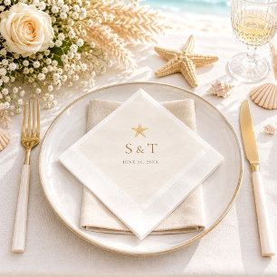 Elegant Blue Ocean Starfish Wedding Napkin