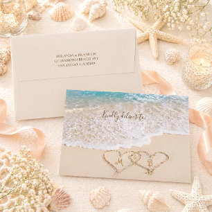 Elegant Blue Ocean Waves Tropical Beach Wedding Envelope