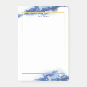 Elegant Blue Ombre Marble Personalised Post-it Notes
