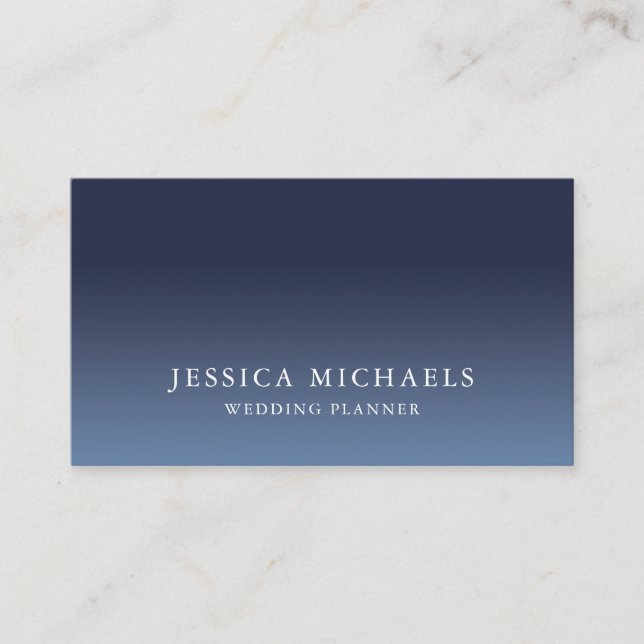 Elegant Blue Ombre Minimalist Business Card (Front)