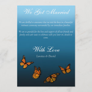 Elegant Blue Ombre Romantic Monarch Butterfly Invitation