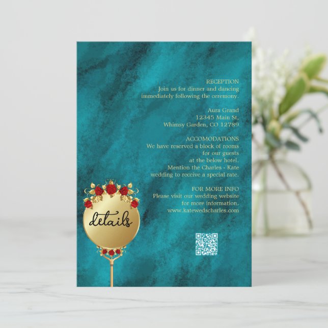 Elegant Blue Opulence Gold Luxury royal details  Invitation (Standing Front)