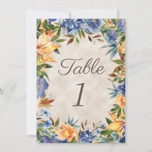 Elegant Blue Orange Floral Wedding Table