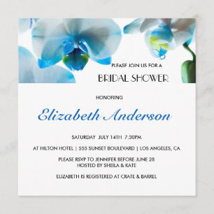 Elegant Blue Orchids Bridal Shower Invitation
