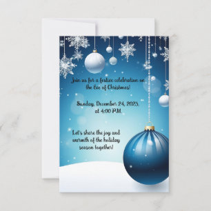 Elegant Blue Ornament Christmas Eve Invitation