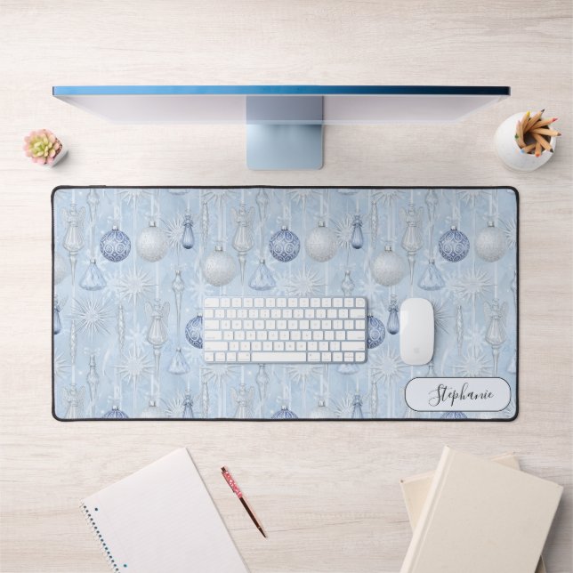 Elegant Blue Ornament Pattern Desk Mat Custom (Office 1)