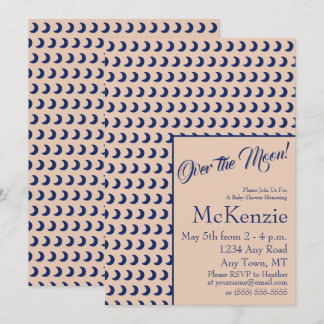 Elegant Blue Over The Moon Celestial Baby Shower I Invitation