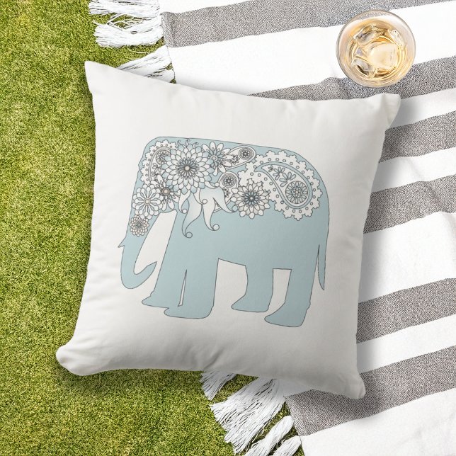 Elegant Blue Paisley Elephant Cushion (Creator Uploaded)