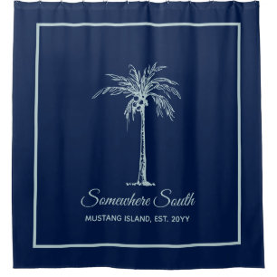 Elegant Blue Pale Teal Palm Tree Personalised Shower Curtain