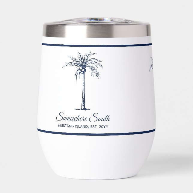 Elegant Blue Palm Tree Personalised (Front)