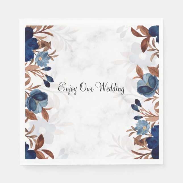 Elegant Blue Paper Napkin for wedding (Front)