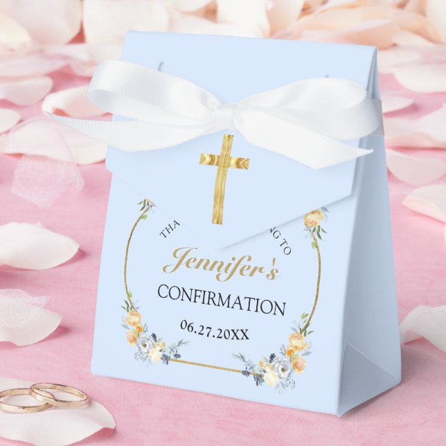 Elegant Blue Peach Floral Confirmation Thank You  Favour Box (Wedding)