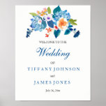 Elegant Blue & Peach Floral Wedding Weclome Poster<br><div class="desc">Elegant Blue & Peach Floral Wedding Weclome Poster Ceremony Reception

See Niche and Nest store for Set. Design courtesy of: https://www.etsy.com/shop/SmallHouseBigPony</div>