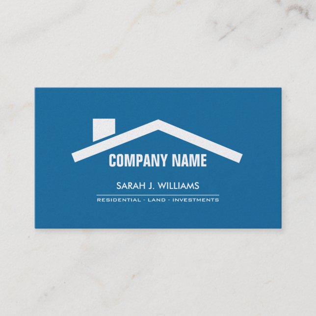 Elegant Blue & Pearl Professional Real Estate Business Card (Front)