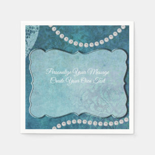 Elegant Blue Pearls Personalise Special Occasions Napkin