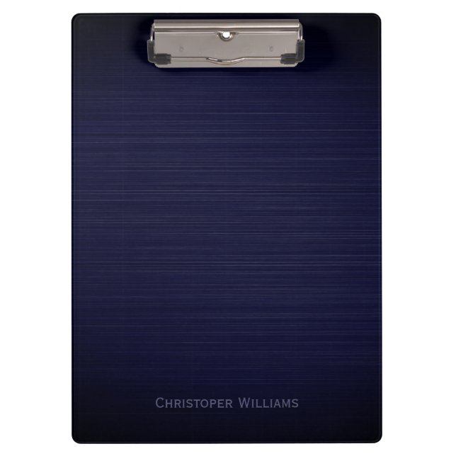 Elegant blue perforated metal personalised clipboard (Front)