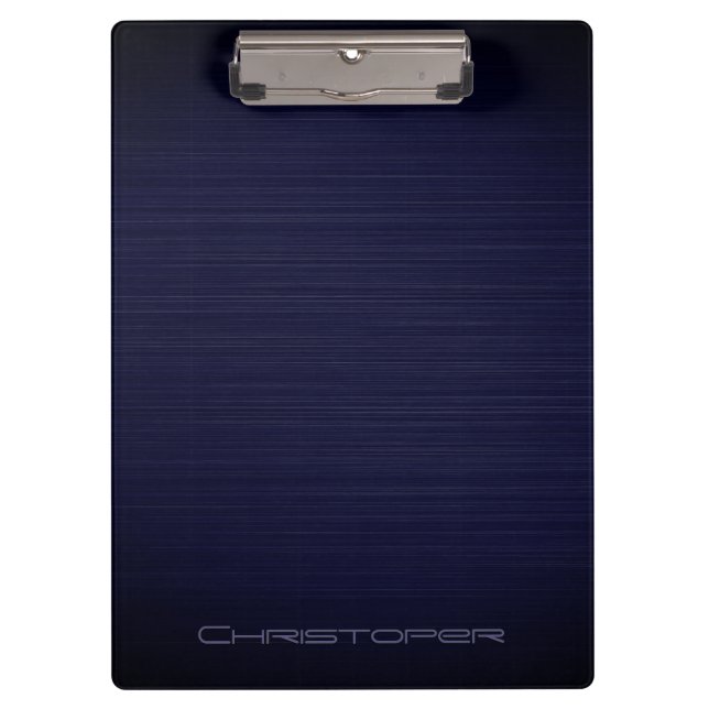 Elegant blue perforated metal personalised clipboard (Front)