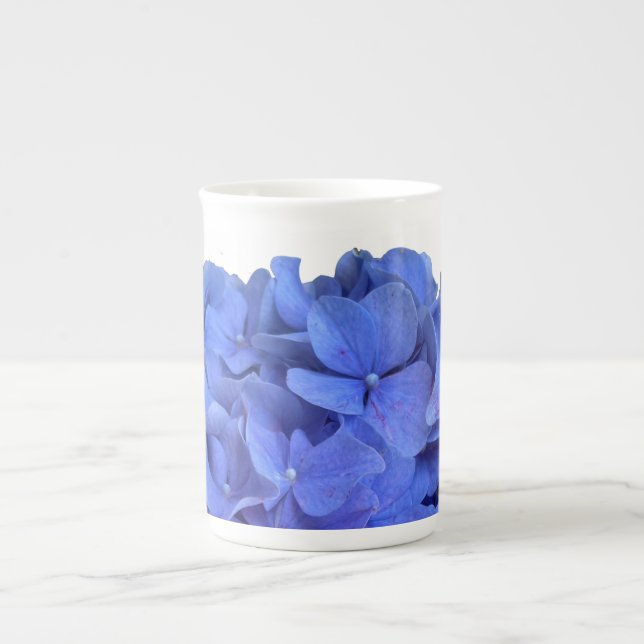 Elegant Blue periwinkle floral hydrangeas  Bone China Mug (Front)