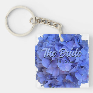 Elegant Blue periwinkle floral hydrangeas  Key Ring