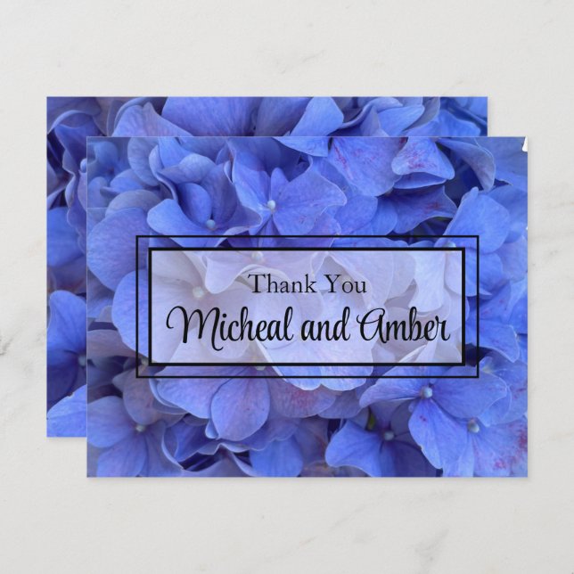 Elegant Blue periwinkle floral hydrangeas  Thank You Card (Front/Back)