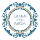 Elegant Blue Persian Mosaic Wedding Envelope Seal