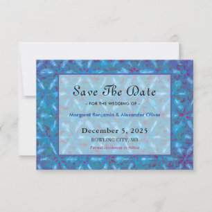Elegant Blue Pink Abstract Watercolor Wedding Save The Date