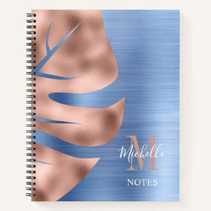 Elegant Blue Pink Monogram Notebook