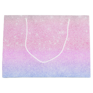 Elegant Blue Pink Silver Glitter Design Large Gift Bag