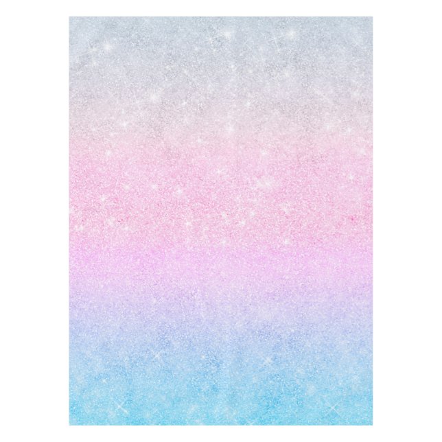 Elegant Blue Pink Silver Glitter Gradient Design Tablecloth (Front)