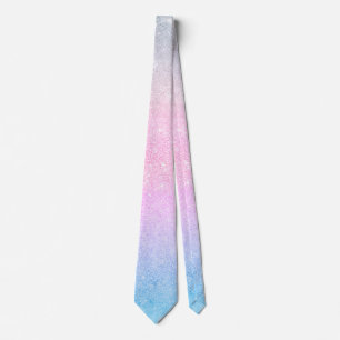 Elegant Blue Pink Silver Glitter Gradient Design Tie