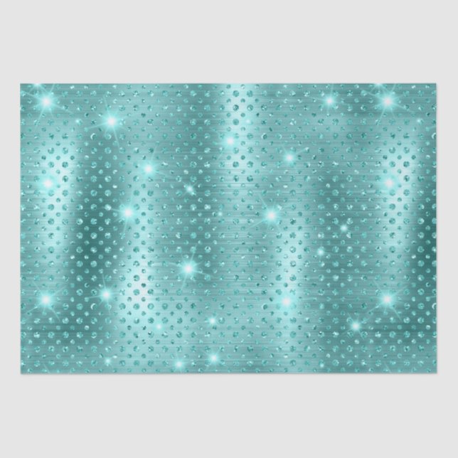 Elegant Blue Polka Dot Metallic Glitter Pattern Tissue Paper (Front)