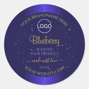 Elegant Blue Product Labels Soft Gold Glitter Logo