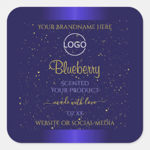 Elegant Blue Product Labels Soft Gold Glitter Logo