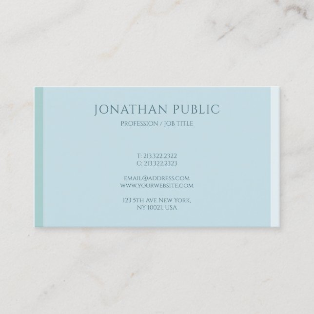 Elegant Blue Professional Modern Simple Template Business Card (Front)