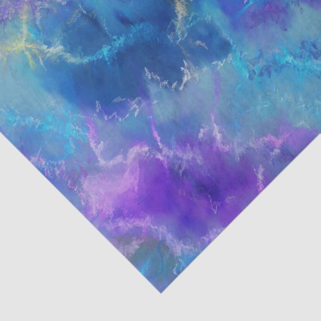 Elegant Blue, Purple, and Gold Marble Pattern Tissue Paper (Detail)