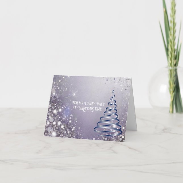 Elegant Blue & Purple Christmas Tree Card for Her (Front)